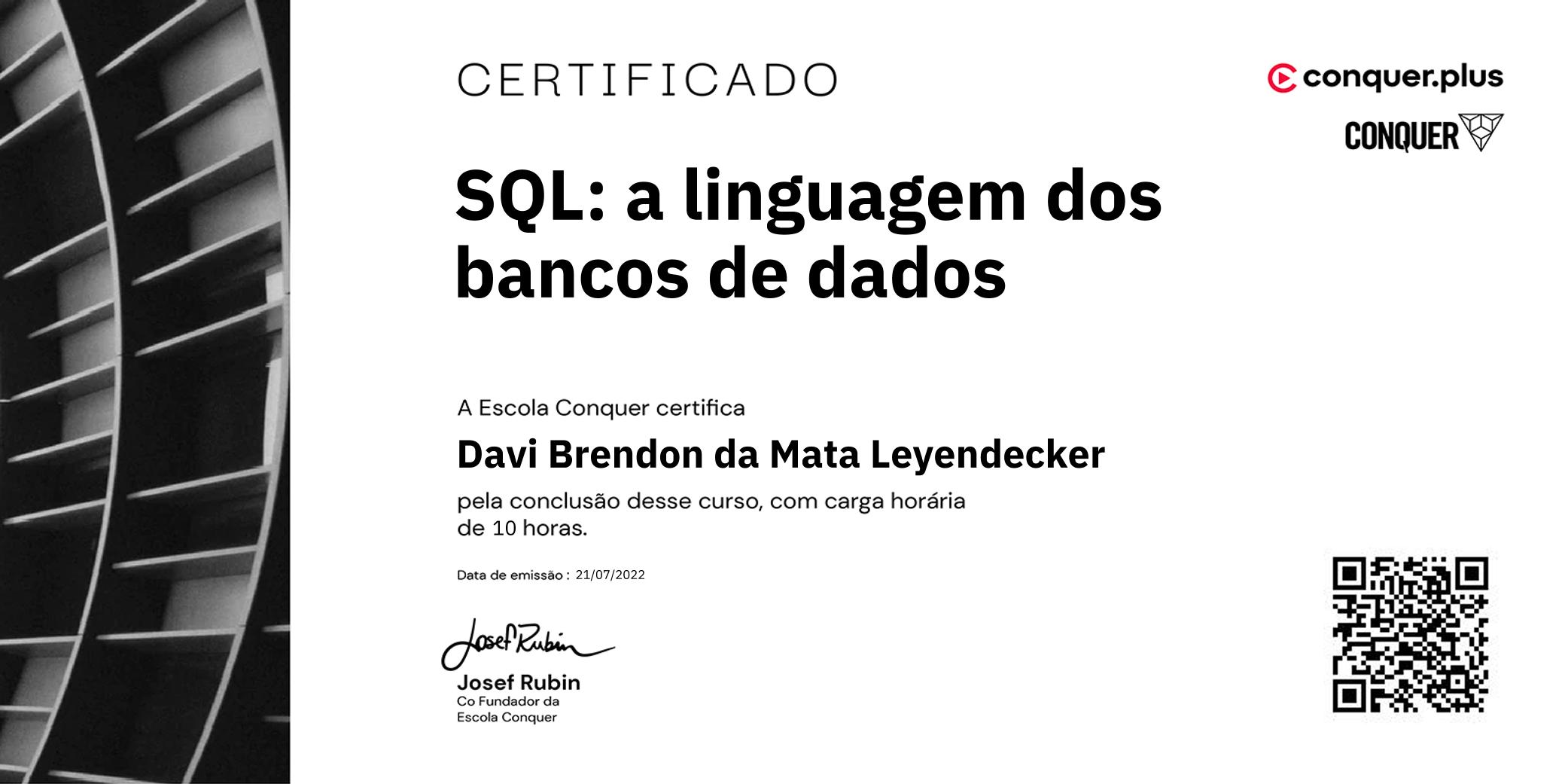 Certificado de SQL: a linguagem dos bancos de dados